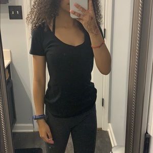 Black V-neck top